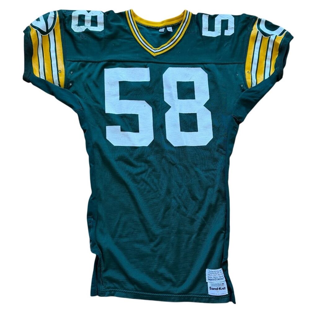 Green Bay Packers Sand-Knit Medalist Team Issue 1980s Warm Up Jersey #58